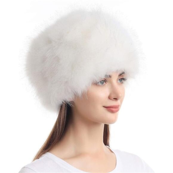 LA CARRIE Women\'s Faux Fur Hat for Winter with Stretch Cossack Russian Style